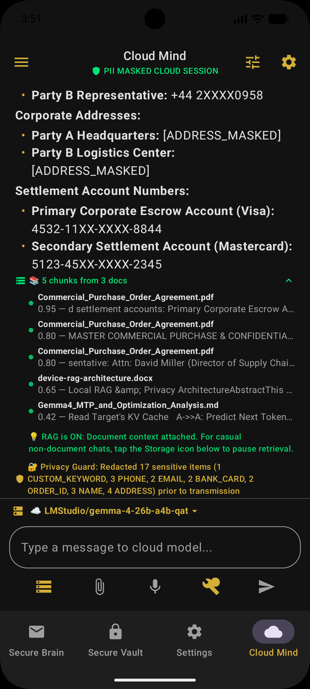 Cloud RAG Result with Sanitized Payload